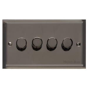 Elite Stepped Plate Range Polished Black Nickel Switches & Sockets, S06 - 4G Multi Location Primary Dimmer by Heritage Brass By M-Marcus