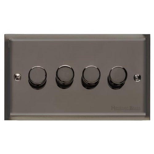 Elite Stepped Plate Range Polished Black Nickel Switches & Sockets, S06 - 4G Multi Location Primary Dimmer by Heritage Brass By M-Marcus