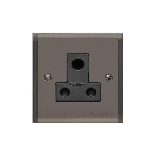 Elite Stepped Plate Range Polished Black Nickel Switches & Sockets, S06 - 5 Amp 3 Round Pin Socket by Heritage Brass By M-Marcus