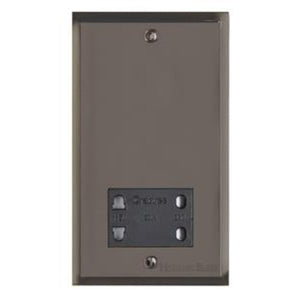 Elite Stepped Plate Range Polished Black Nickel Switches & Sockets, S06 - Shaver Socket Output Voltage 110/240V by Heritage Brass By M-Marcus