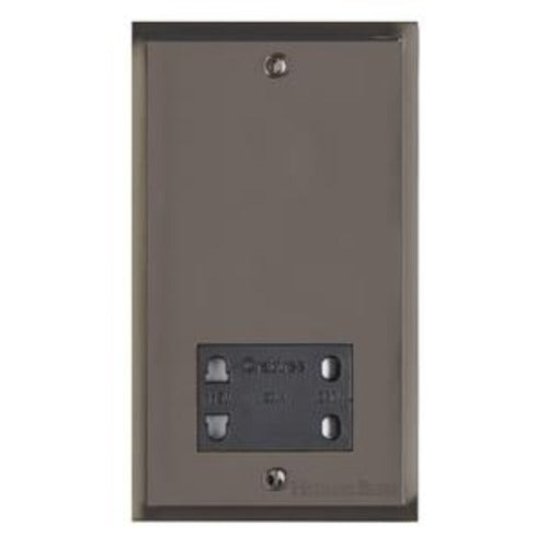 Elite Stepped Plate Range Polished Black Nickel Switches & Sockets, S06 - Shaver Socket Output Voltage 110/240V by Heritage Brass By M-Marcus