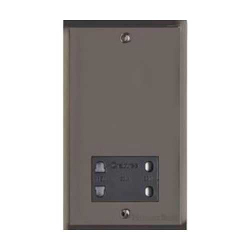 Elite Stepped Plate Range Polished Black Nickel Switches & Sockets, S06 - Shaver Socket Output Voltage 110/240V by Heritage Brass By M-Marcus