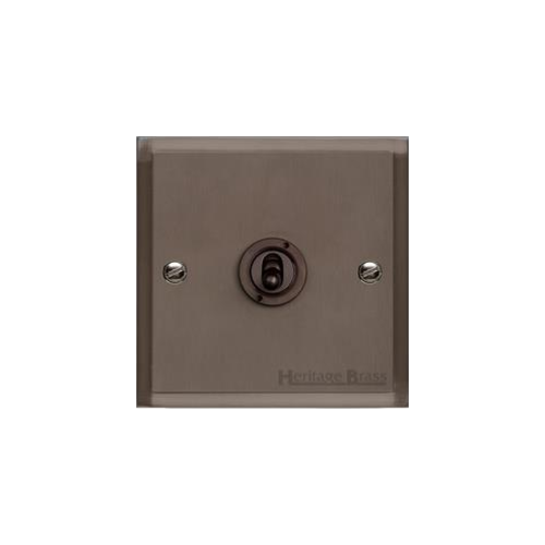 Elite Stepped Plate Range Matt Bronze Switches & Sockets, S09 - 1 Gang Toggle Switch by Heritage Brass By M-Marcus
