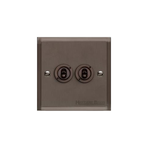 Elite Stepped Plate Range Matt Bronze Switches & Sockets, S09 - 2 Gang Toggle Switch by Heritage Brass By M-Marcus