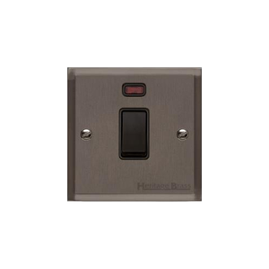 Elite Stepped Plate Range Matt Bronze Switches & Sockets, S09 - 20A Double Pole Switch with Neon by Heritage Brass By M-Marcus