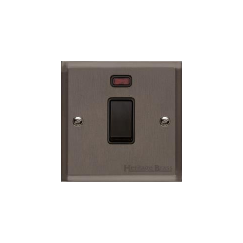 Elite Stepped Plate Range Matt Bronze Switches & Sockets, S09 - 20A Double Pole Switch with Neon by Heritage Brass By M-Marcus