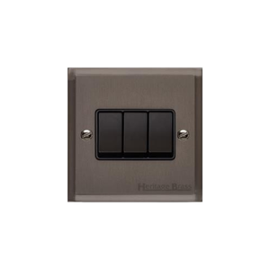 Elite Stepped Plate Range Matt Bronze Switches & Sockets, S09 - 3 Gang Rocker Switch by Heritage Brass By M-Marcus