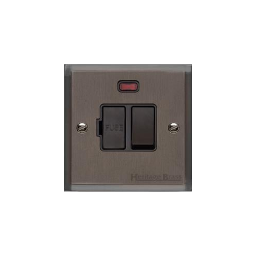 Elite Stepped Plate Range Matt Bronze Switches & Sockets, S09 - Switched Spur with Neon (13 Amp) by Heritage Brass By M-Marcus