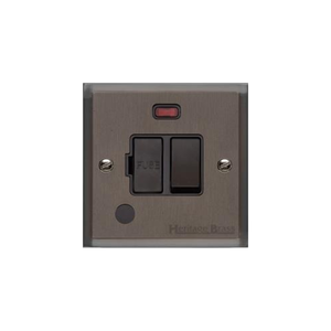 Elite Stepped Plate Range Matt Bronze Switches & Sockets, S09 - Switched Spur with Neon + Cord (13 Amp) by Heritage Brass By M-Marcus