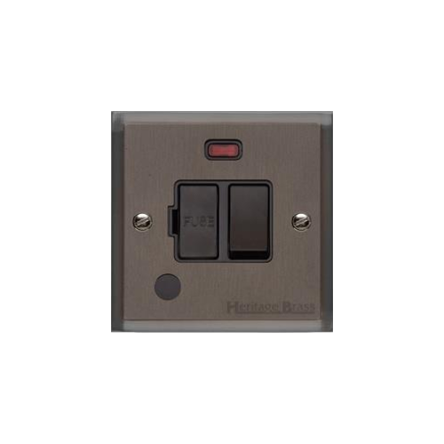 Elite Stepped Plate Range Matt Bronze Switches & Sockets, S09 - Switched Spur with Neon + Cord (13 Amp) by Heritage Brass By M-Marcus
