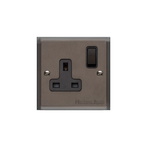 Elite Stepped Plate Range Matt Bronze Switches & Sockets, S09 - Single Socket (13 Amp) by Heritage Brass By M-Marcus