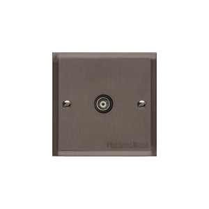 Elite Stepped Plate Range Matt Bronze Switches & Sockets, S09 - 1 Gang Isolated TV Coaxial Socket by Heritage Brass By M-Marcus