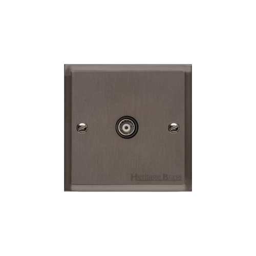 Elite Stepped Plate Range Matt Bronze Switches & Sockets, S09 - 1 Gang Isolated TV Coaxial Socket by Heritage Brass By M-Marcus