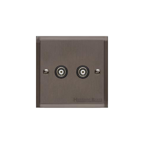 Elite Stepped Plate Range Matt Bronze Switches & Sockets, S09 - TV/FM Diplexed Socket by Heritage Brass By M-Marcus