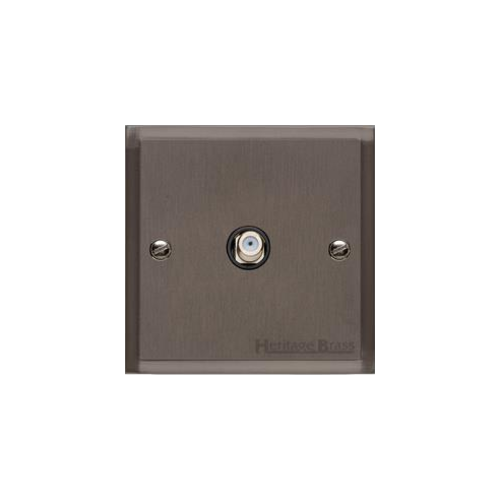 Elite Stepped Plate Range Matt Bronze Switches & Sockets, S09 - 1 Gang Satellite Socket by Heritage Brass By M-Marcus