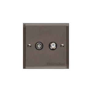 Elite Stepped Plate Range Matt Bronze Switches & Sockets, S09 - TV/Satellite Socket by Heritage Brass By M-Marcus