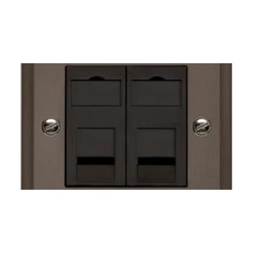 Elite Stepped Plate Range Polished Brass Switches & Sockets, S01 - 2 Gang Secondary Line Socket by Heritage Brass By M-Marcus