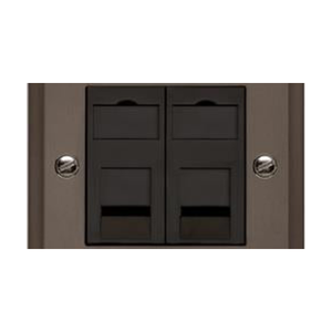 Elite Stepped Plate Range Polished Brass Switches & Sockets, S01 - 2 Gang Master Line Socket by Heritage Brass By M-Marcus