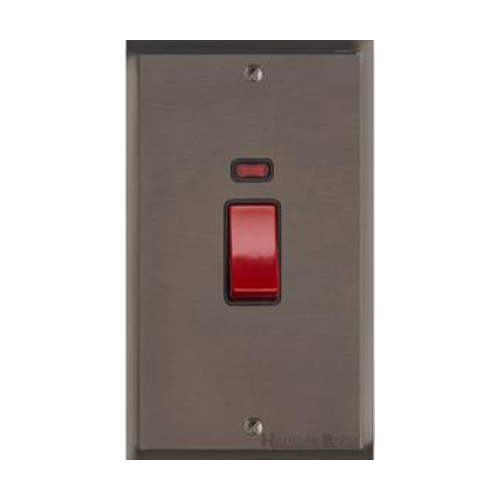Elite Stepped Plate Range Matt Bronze Switches & Sockets, S09 - 45A DP Cooker Switch with Neon (tall plate) by Heritage Brass By M-Marcus