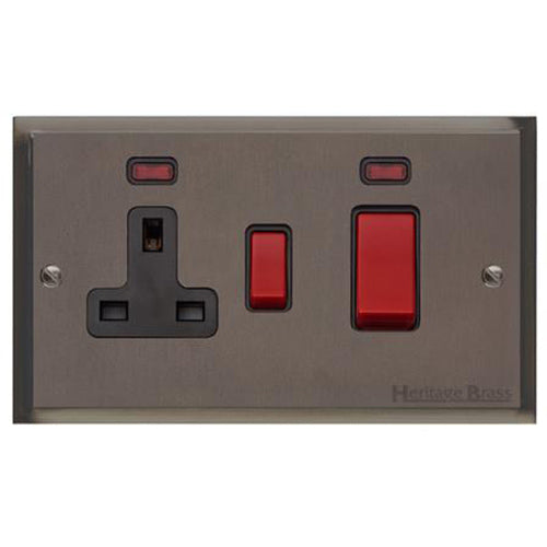 Elite Stepped Plate Range Matt Bronze Switches & Sockets, S09 - 45A Cooker Unit + 13A Socket by Heritage Brass By M-Marcus