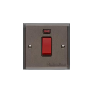 Elite Stepped Plate Range Matt Bronze Switches & Sockets, S09 - 45A DP Cooker Switch with Neon (single plate) by Heritage Brass By M-Marcus