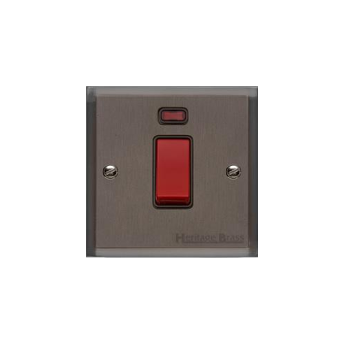 Elite Stepped Plate Range Matt Bronze Switches & Sockets, S09 - 45A DP Cooker Switch with Neon (single plate) by Heritage Brass By M-Marcus