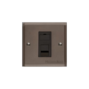 Elite Stepped Plate Range Matt Bronze Switches & Sockets, S09 - 1 Gang RJ45 by Heritage Brass By M-Marcus