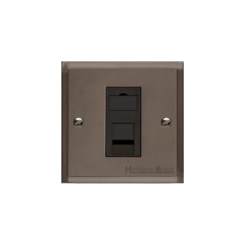 Elite Stepped Plate Range Matt Bronze Switches & Sockets, S09 - 1 Gang RJ45 by Heritage Brass By M-Marcus
