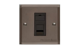 Elite Stepped Plate Range Matt Bronze Switches & Sockets, S09 - 1 Gang CAT6 by Heritage Brass By M-Marcus