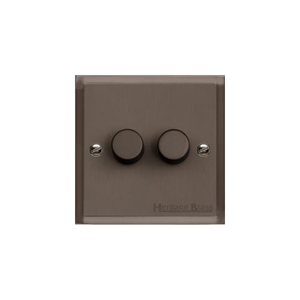 Elite Stepped Plate Range Matt Bronze Switches & Sockets, S09 - 2 Gang Dimmer 400 watts (Compatible with halogen/ incandescent bulbs) by Heritage Brass By M-Marcus