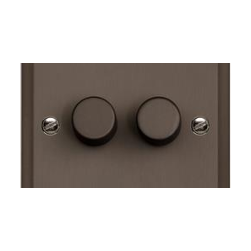 Elite Stepped Plate Range Polished Brass Switches & Sockets, S01 - 2 Gang TED Dimmer (Compatible with LED Lamps)