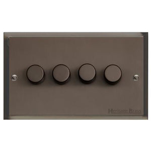 Elite Stepped Plate Range Matt Bronze Switches & Sockets, S09 - 4G Multi Location Primary Dimmer by Heritage Brass By M-Marcus