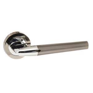 STATUS Tennessee Lever Door Handle on Round Rose - Black Nickel/Polished Chrome - Default