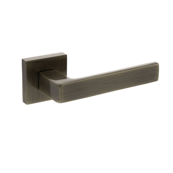 Status Montana Lever Door Handle on S4 Square Rose by Atlantic Hardware