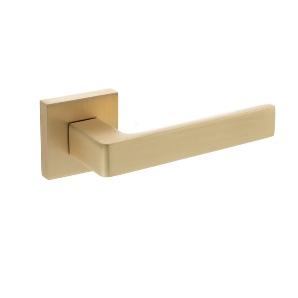 Status Montana Lever Door Handle on S4 Square Rose by Atlantic Hardware