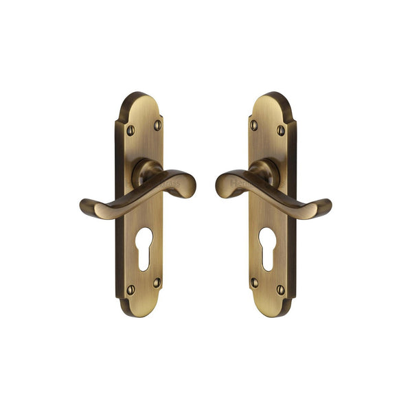 Savoy Door Handle on Plate by M Marcus - Heritage Brass