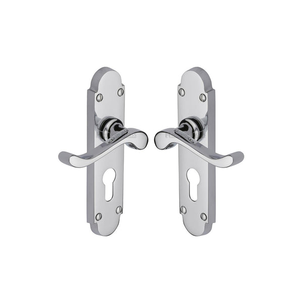 Savoy Door Handle on Plate by M Marcus - Heritage Brass