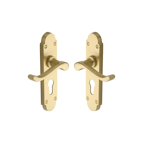 Savoy Door Handle on Plate by M Marcus - Heritage Brass