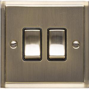 Elite Stepped Plate Range - Antique Brass - 2 Gang Switch (10 Amp)