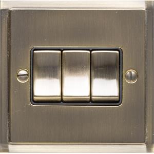 Elite Stepped Plate Range - Antique Brass - 3 Gang Switch (10 Amp)