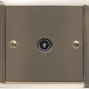 Elite Stepped Plate Range - Antique Brass - 1 Gang Non-Isolated TV Coaxial Socket