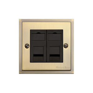 Elite Stepped Plate Range Antique Brass Switches & Sockets, S91 - 2 Gang RJ45 by Heritage Brass By M-Marcus