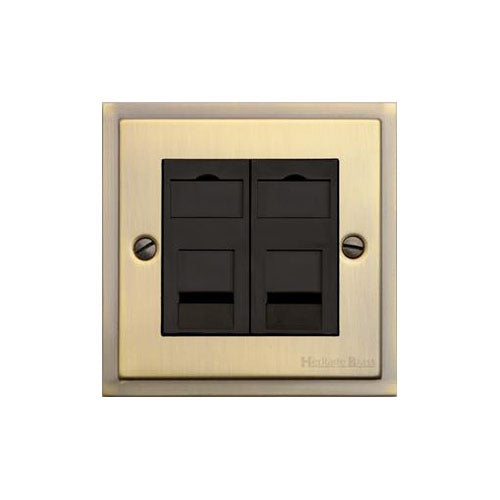 Elite Stepped Plate Range Antique Brass Switches & Sockets, S91 - 2 Gang RJ45 by Heritage Brass By M-Marcus