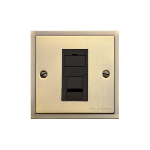 Elite Stepped Plate Range Antique Brass Switches & Sockets, S91 - 1 Gang RJ45 by Heritage Brass By M-Marcus