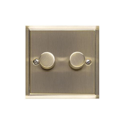 Elite Stepped Plate Range-Antique Brass-2G Multi Location Secondary Dimmer