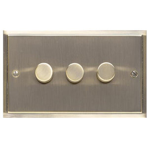 Elite Stepped Plate Range Antique Brass Switches & Sockets, S91 - 3G Multi Location Primary Dimmer by Heritage Brass By M-Marcus