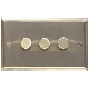 Elite Stepped Plate Range Antique Brass Switches & Sockets, S91 - 3G Multi Location Primary Dimmer by Heritage Brass By M-Marcus