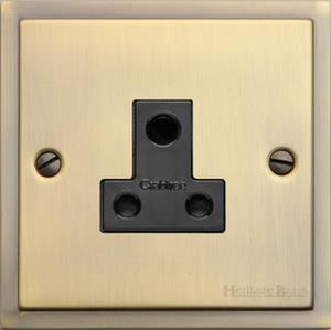 Heritage Brass Electrical, Elite Stepped Plate Range - Antique Brass - 5 Amp 3 Round Pin Socket, 5 Amp 3 Round Pin Socket, 5 Amp 3 Round Pin Socket, Miscellaneous Sockets