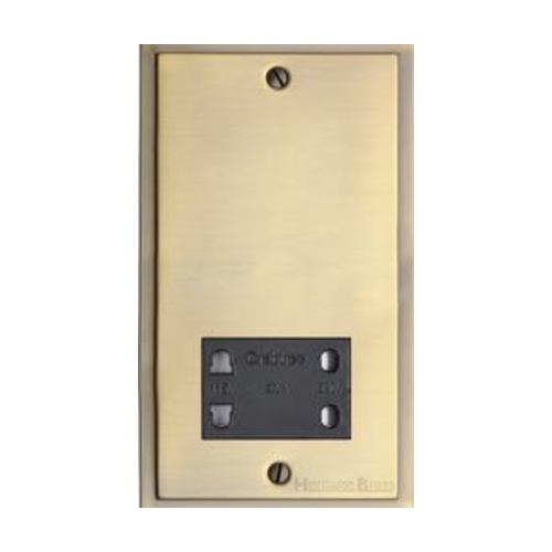 Elite Stepped Plate Range Antique Brass Switches & Sockets, S91 - Shaver Socket Output Voltage 110/240V by Heritage Brass By M-Marcus