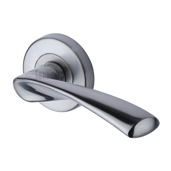Treviso Door Handle on Round Rose by M Marcus - Heritage Brass